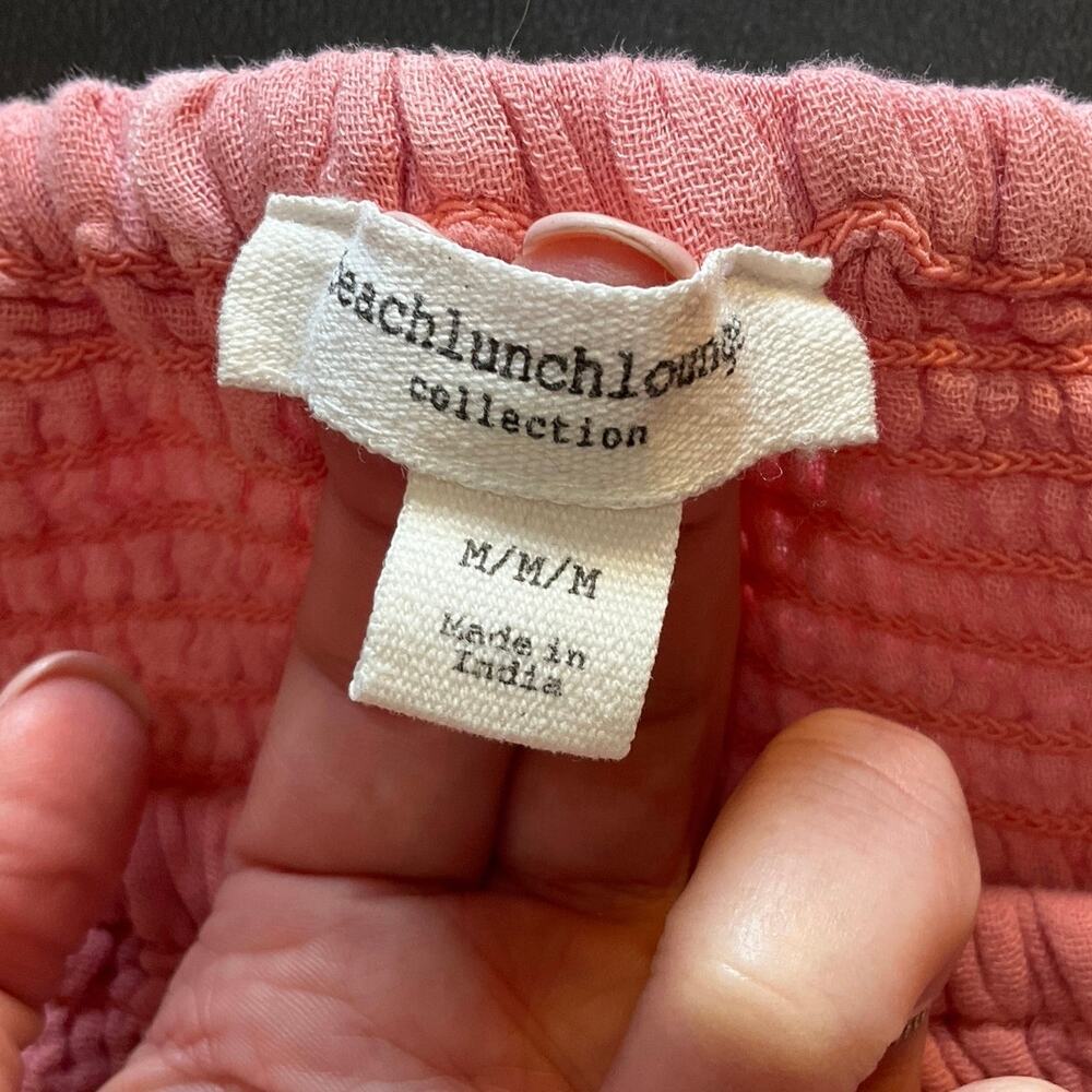 BeachLunchLounge Pink Gauze Smocked Midi Dress M Cottagecore - Picture 5 of 9